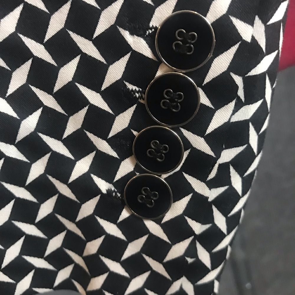 NWT New York & Co Blazer Women’s Size 6 Black & White Cotton Long Sleeve Button - Picture 5 of 8